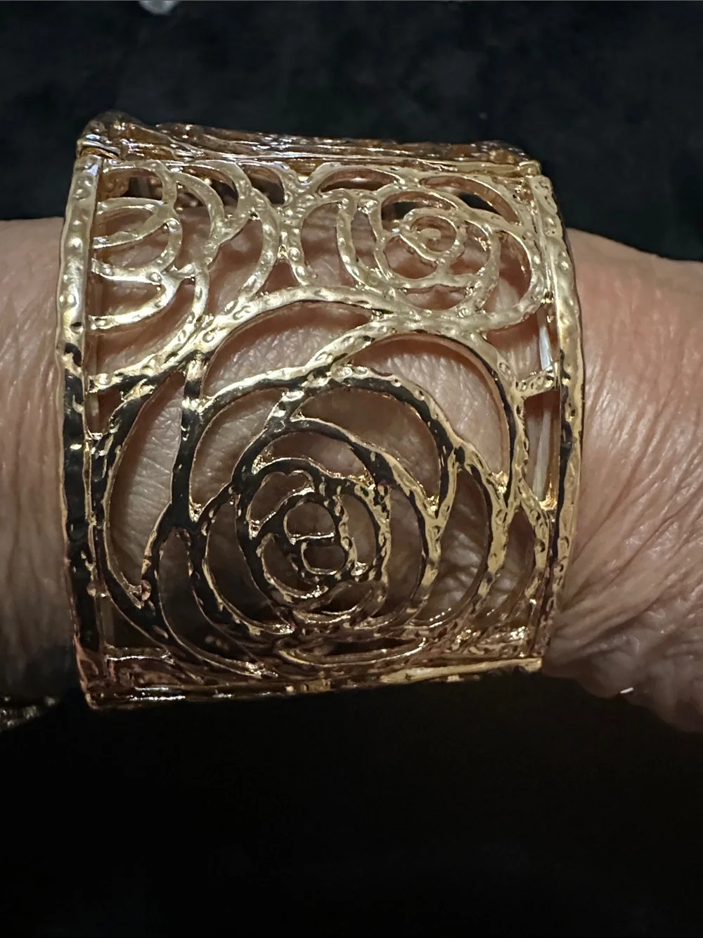 Nicole Miller Gold Filigree Wide Cuff Bracelet New w / TAG